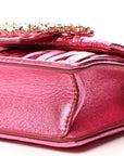 Metallic Nappa Matelasse Crystal Embellished Lady Crossbody Pink
