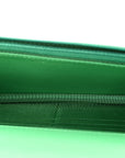 Shiny Goatskin Quilted CHNL 19 Wallet On Chain WOC Green