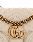 Calfskin Matelasse Mini GG Marmont Shoulder Bag White