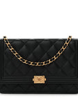 Lambskin Quilted Boy Wallet On Chain WOC Black