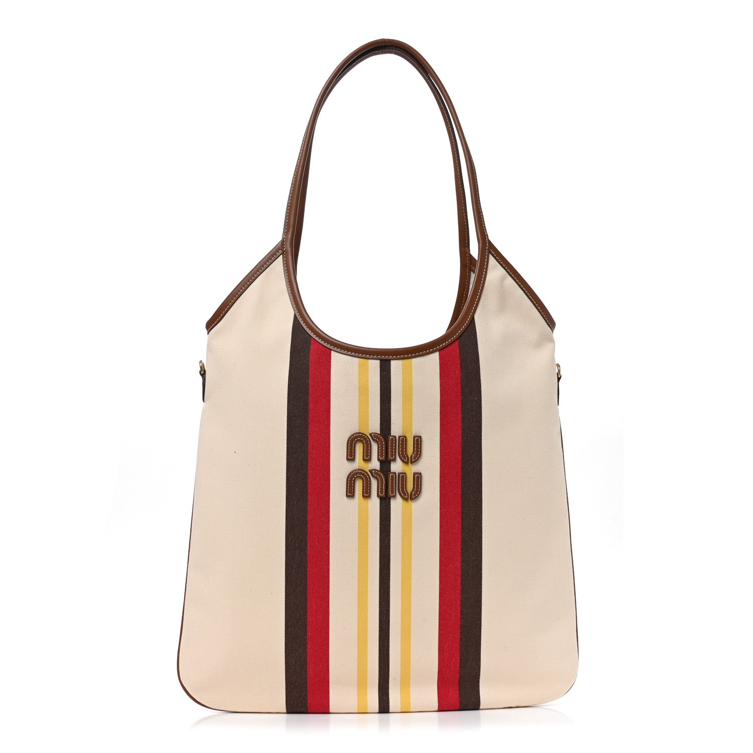 Canvas Calfskin Striped Ivy Beige Naturale Moro