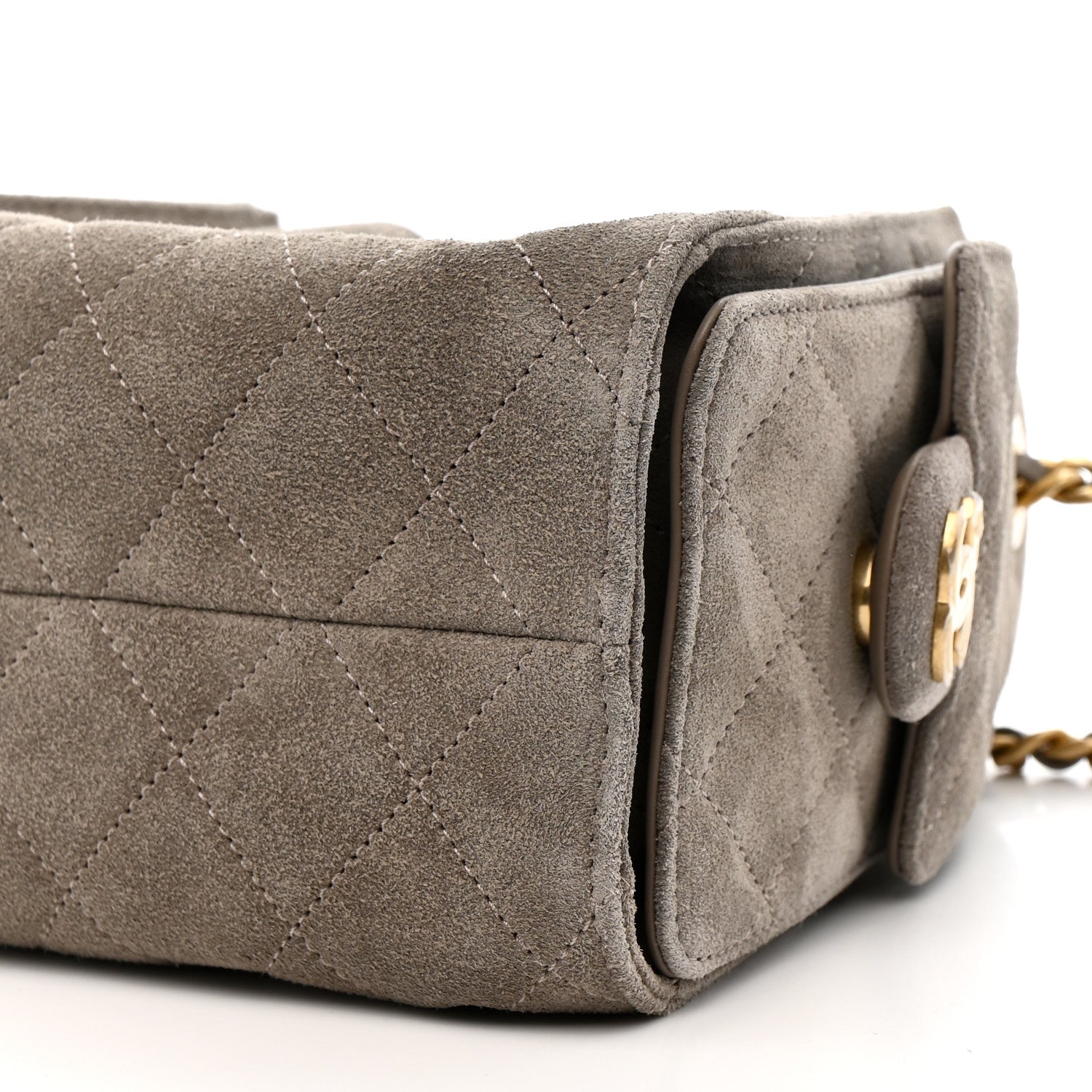 Suede Quilted Mini CHNL 25 Handbag Dark Grey