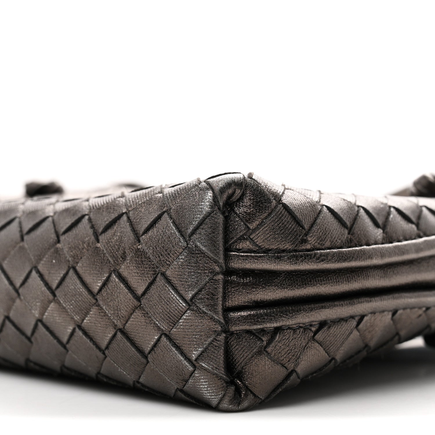 Metallic Nappa Intrecciato Nodini Crossbody Messenger Dark Grey