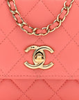 Lambskin Quilted Mini Trendy CC Clutch With Chain Coral Pink