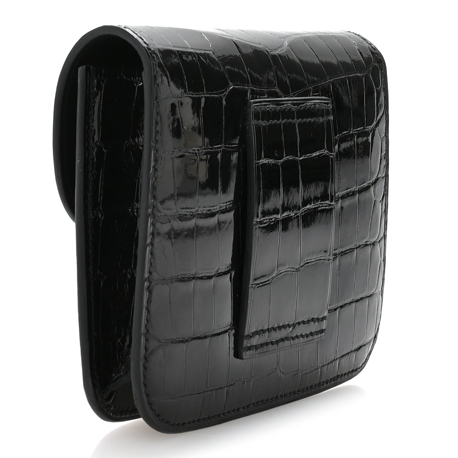 Shiny Alligator Constance Slim Wallet Black