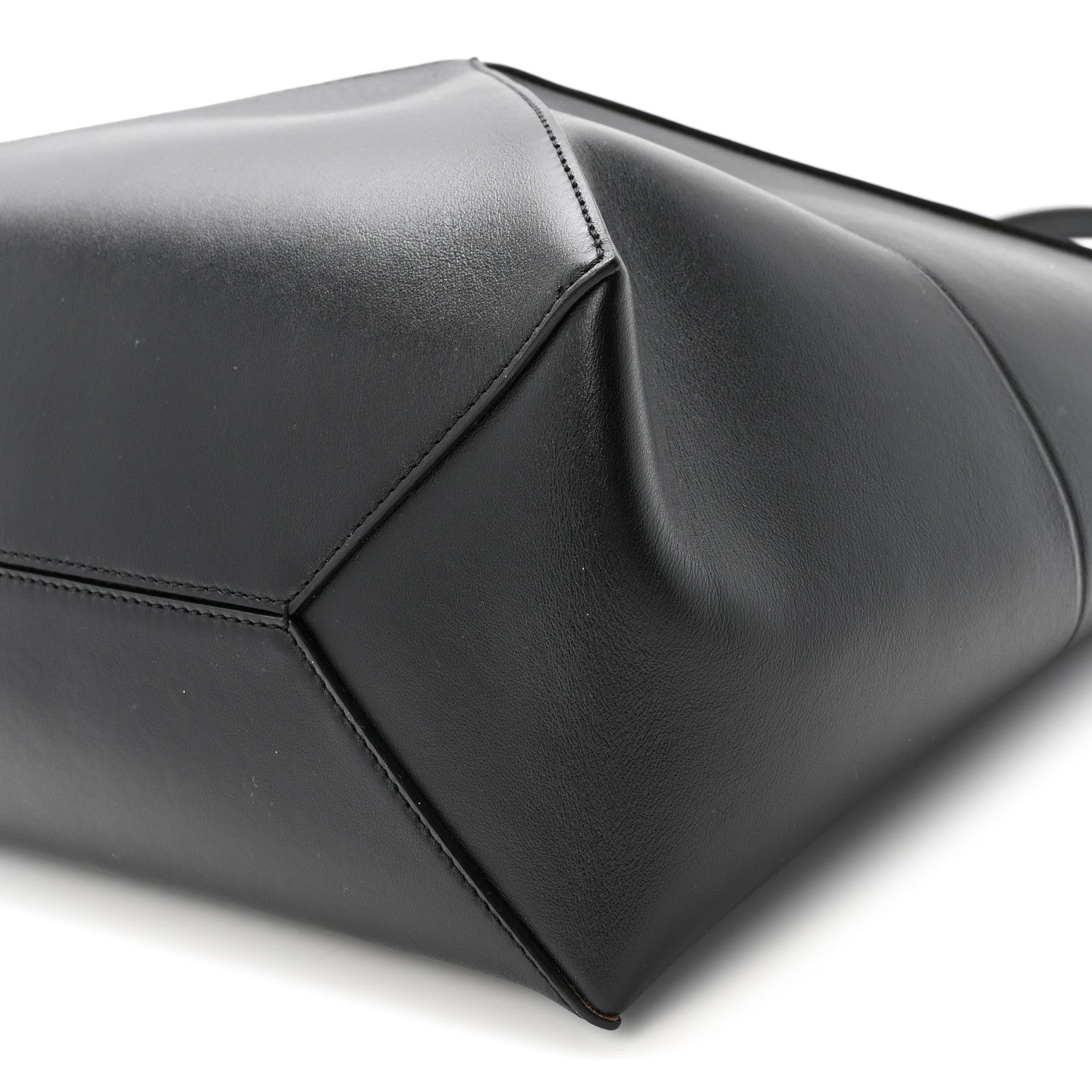 Shiny Calfskin Medium Puzzle Fold Tote Black