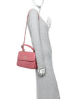 Lambskin Chevron Quilted Small Trendy CC Dual Handle Flap Bag Rosewood