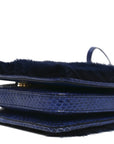 Mink Fur Snakeskin Crossbody Bag Navy