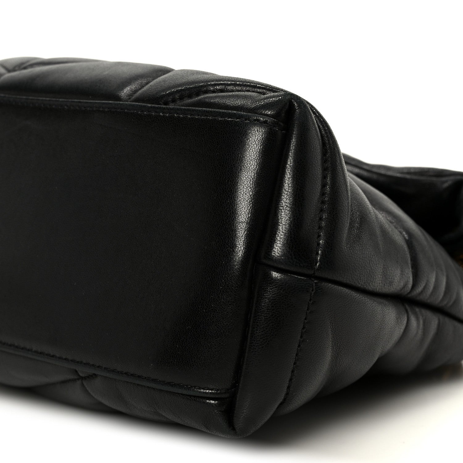 Lambskin Quilted Small Loulou Puffer Monogram Chain Satchel Black