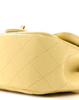 Lambskin Quilted Mini Square Flap Light Yellow