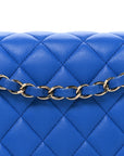 Lambskin Quilted Medium Double Flap Blue