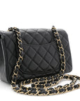 Lambskin Quilted Mini Rectangular Flap Black