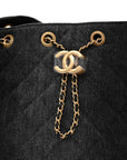 Washed Denim Quilted Medium CHNL 25 Handbag Black