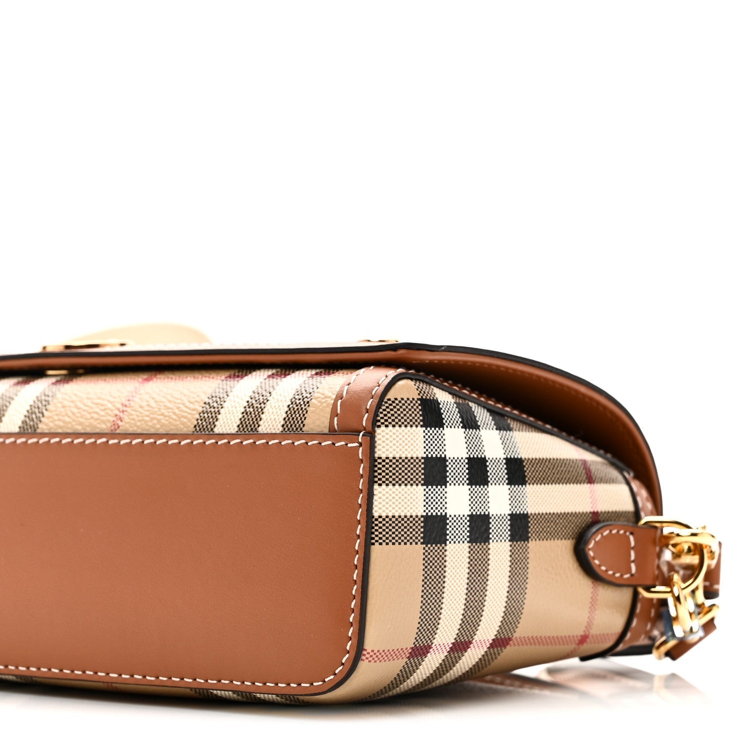Coated Canvas Calfskin Vintage Check Small Note Crossbody Bag Briar Brown
