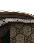 GG Supreme Monogram Textured Dollar Calfskin Web Small Ophidia Dome Shoulder Bag Beige Ebony New Acero