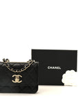 Lambskin Quilted Trendy CC Card Holder On Chain Black