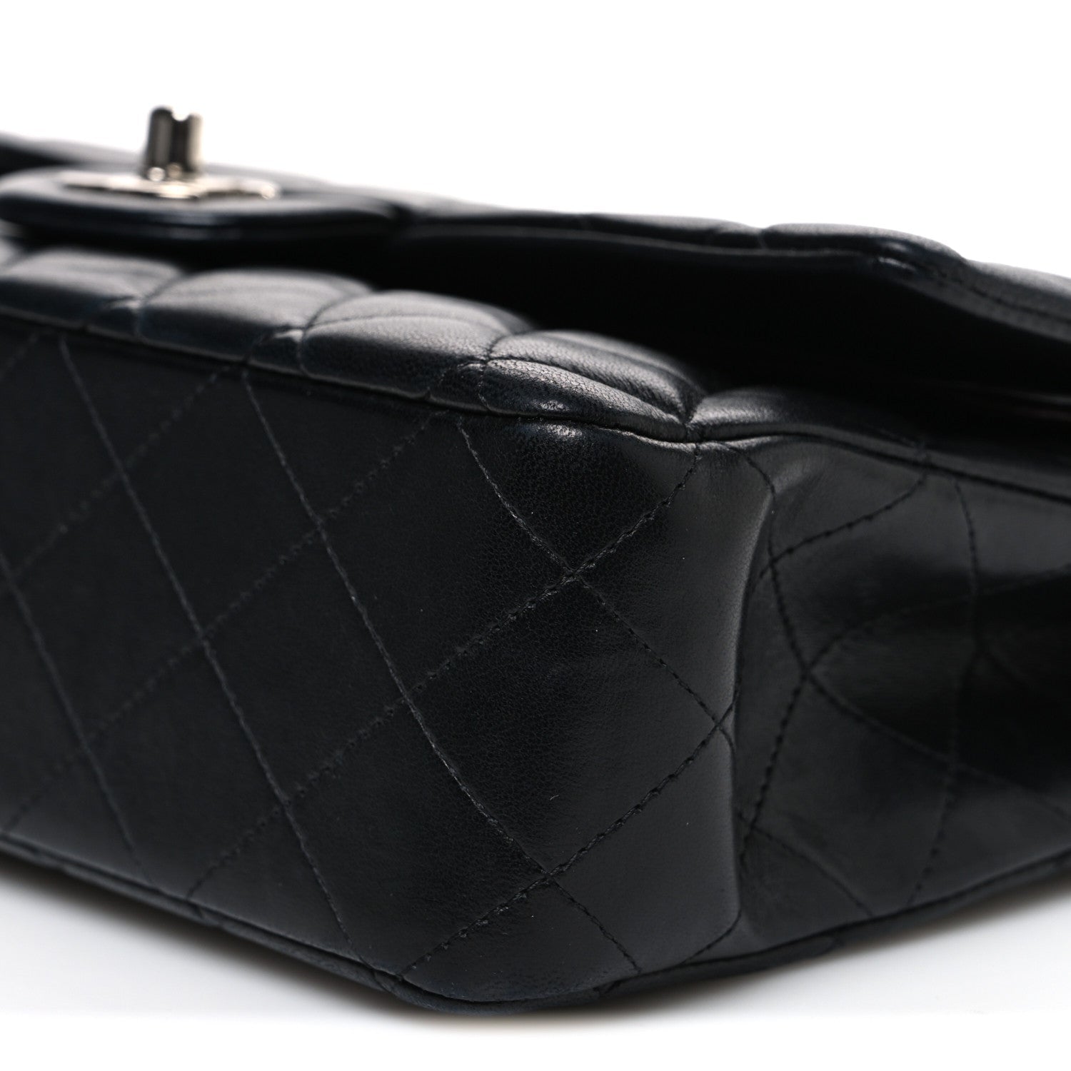 Lambskin Quilted Medium Double Flap Black