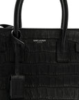 Calfskin Crocodile Embossed Baby Sac De Jour Black