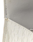 Calfskin Crocodile Embossed Small Hourglass Top Handle Bag White
