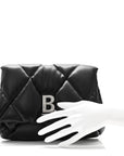 Nappa Calfskin Quilted Touch B Puffy Clutch Black