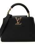 Taurillon Embellished Flower Handle Capucines BB  Black