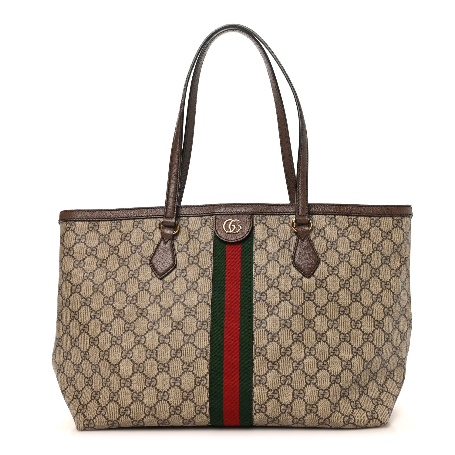 GG Supreme Monogram Medium Ophidia Shopping Tote Brown