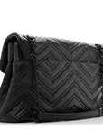 Soft Calfskin Matelasse Monochrome Medium GG Marmont Shoulder Bag Black