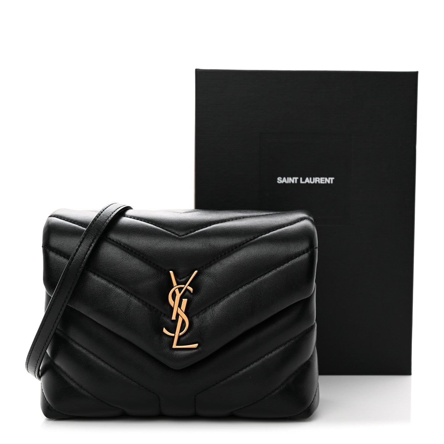 Calfskin Y Quilted Monogram Toy Loulou Crossbody Bag Black
