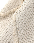 Nappa Intrecciato Canvas Fringe Maltinto Tote White
