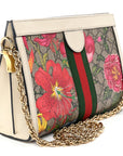 GG Supreme Monogram Flora Web Small Ophidia Chain Shoulder Bag White