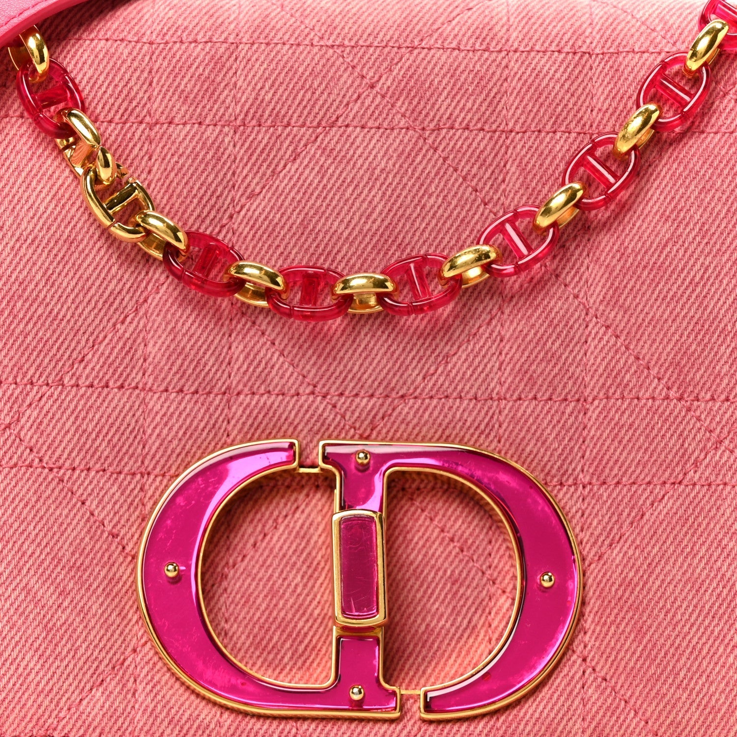 Denim Macrocannage Medium Caro Bag Fuchsia Multicolor