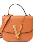 Vitello Barocco Virtus Small Top Handle Shoulder Bag Brown