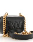 Caviar Quilted Mini Boy Clutch With Chain Black