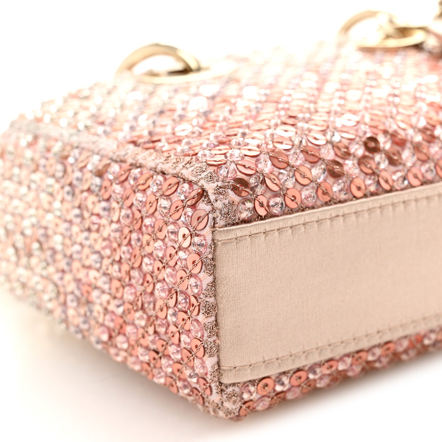 Satin Crystal Sequins Embroidered Micro Lady D-Joy Pink