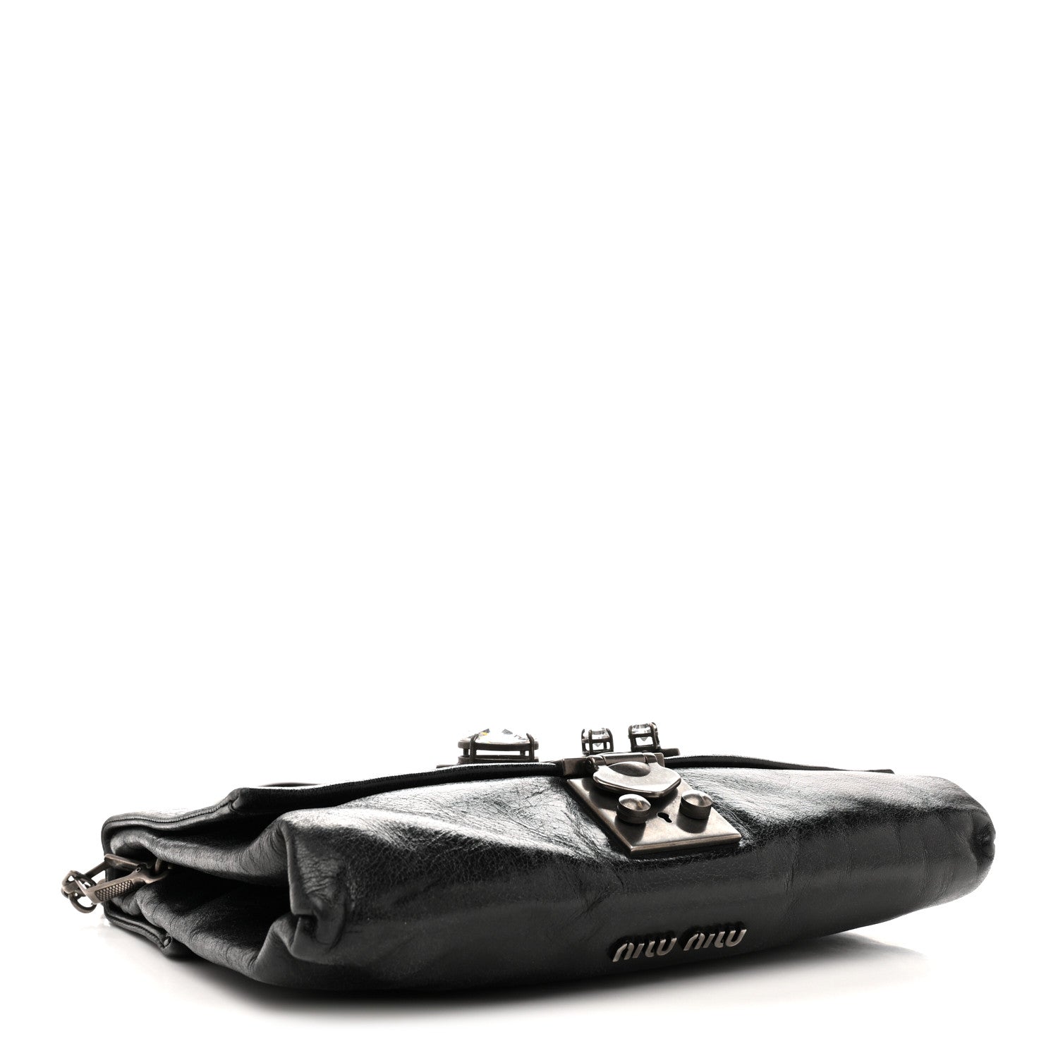 Vitello Shine Crystal Shoulder Bag Black