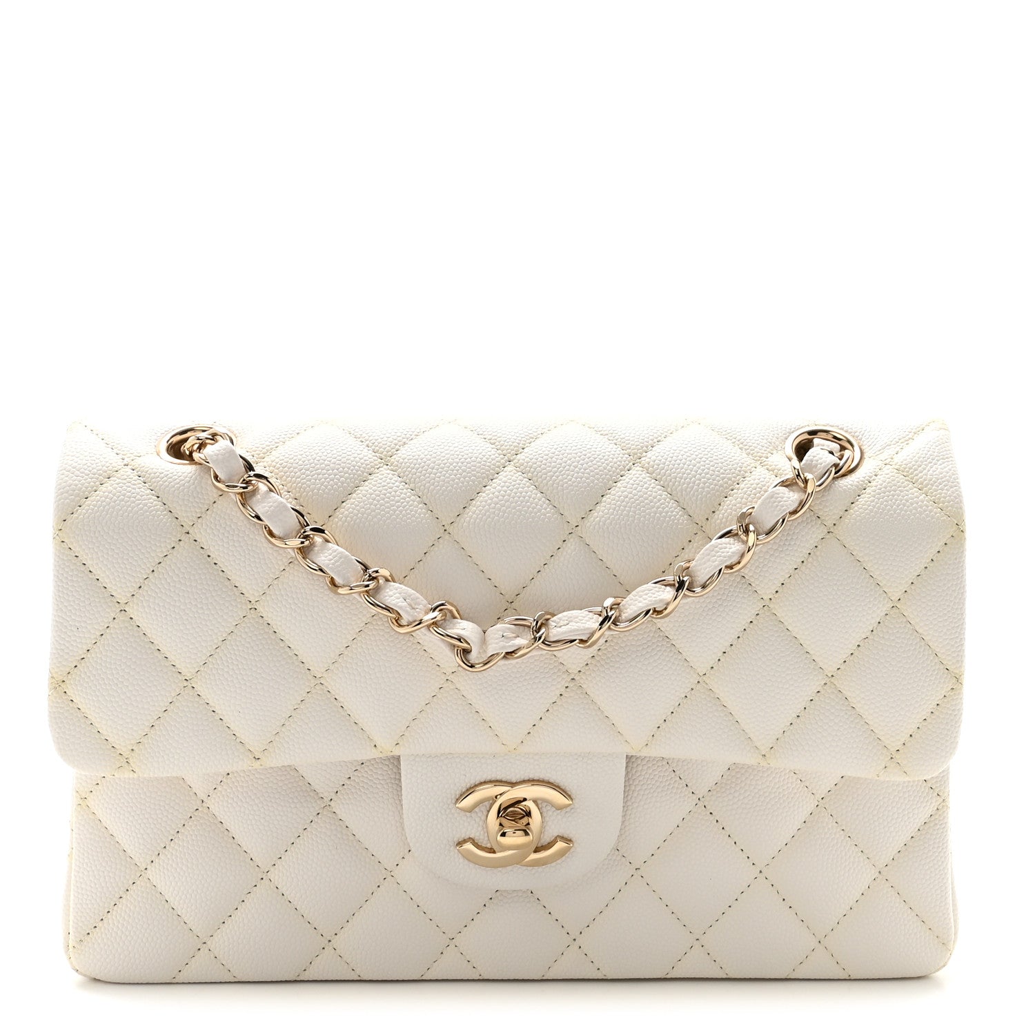 Caviar Quilted Small Double Flap White