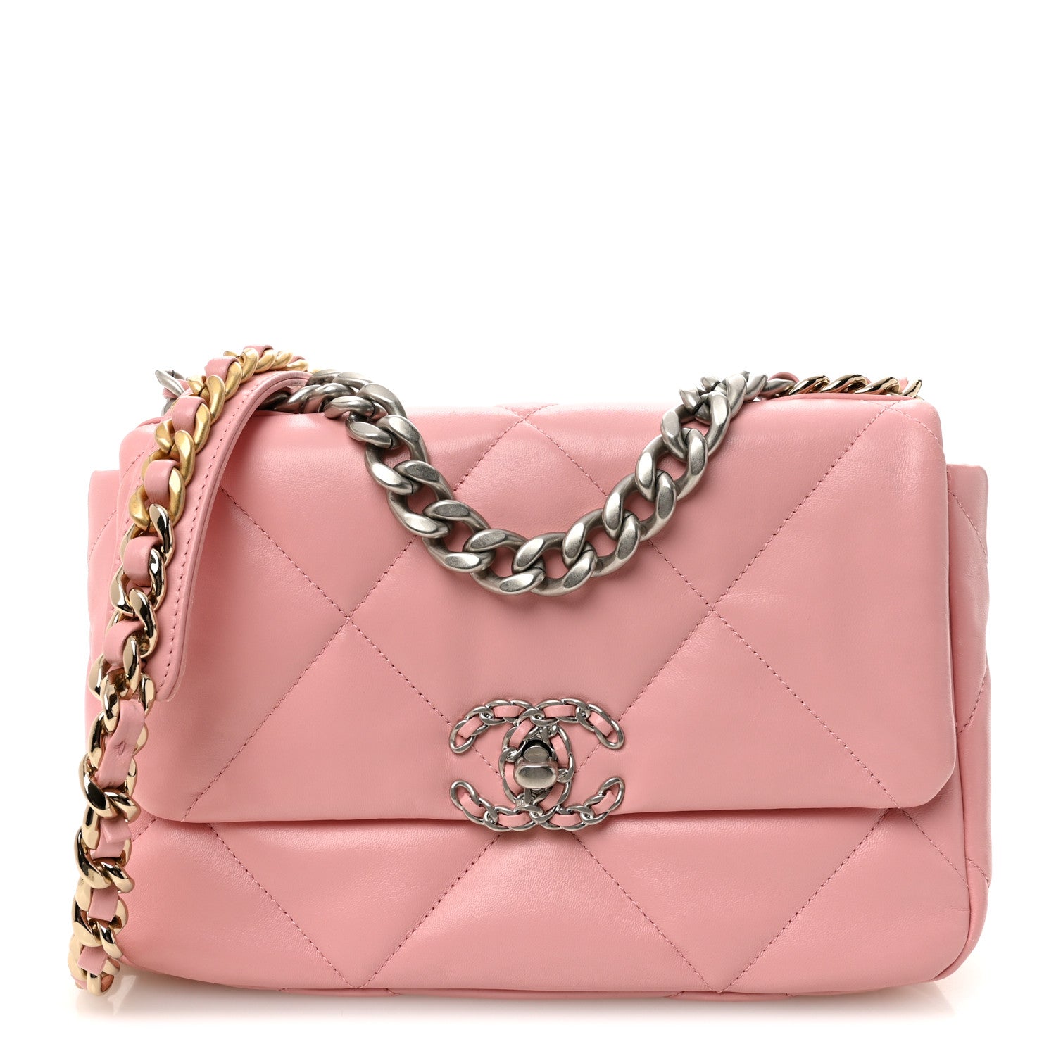 Lambskin Quilted Medium CHNL 19 Flap Pink