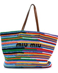 Cotton Crochet Stripe Tote Bag Multicolor