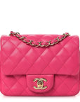 Lambskin Quilted Mini Square Flap Pink