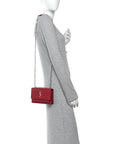 Calfskin Crocodile Embossed Monogram Sunset Chain Wallet Rouge Eros