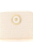 Calfskin Icon Quilted Compact Zip Around Wallet White