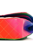Calfskin Quilted Medium Rainbow Double Flap Multicolor