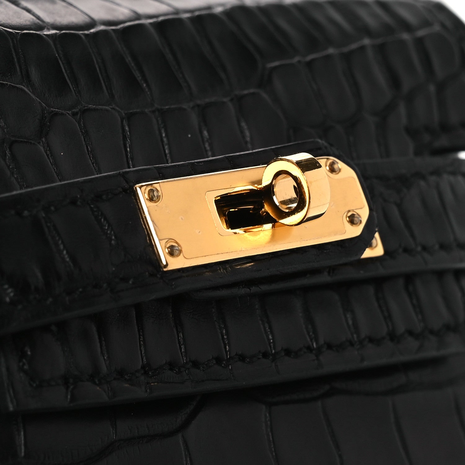 Matte Alligator Festival Kelly Bag Charm Black