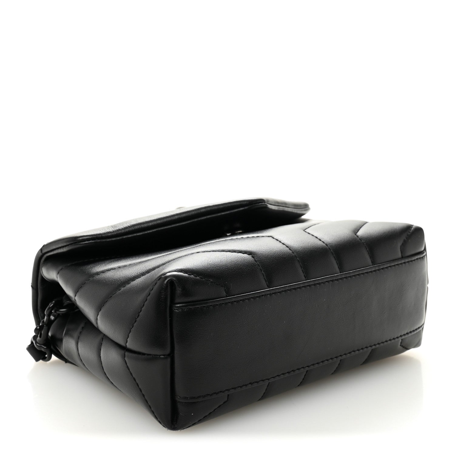 Calfskin Y Quilted Monogram Monochrome Toy Loulou Crossbody Bag Black