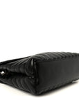 Calfskin Y Quilted Monogram Medium Loulou Chain Satchel Black