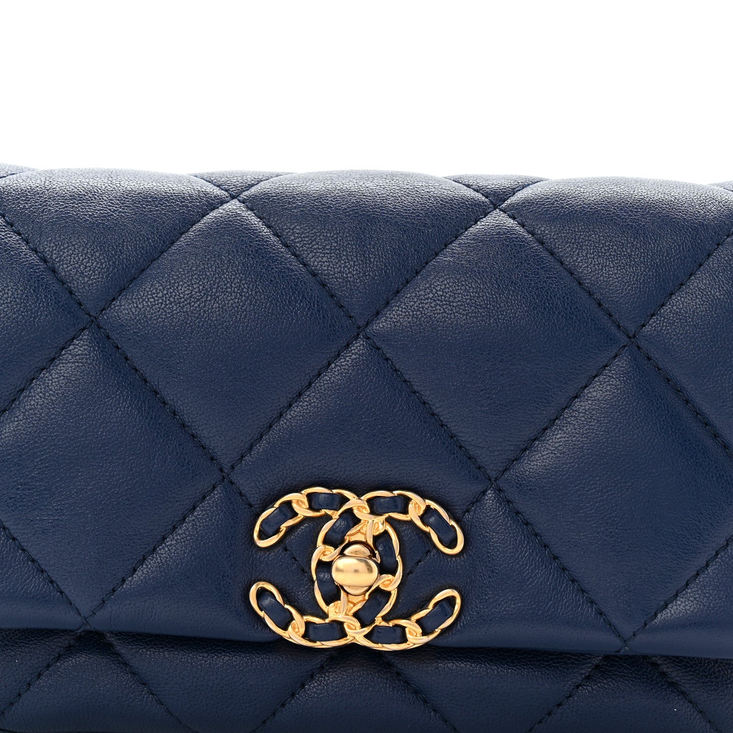 Goatskin Quilted CHNL 19 Waist Bag Dark Blue