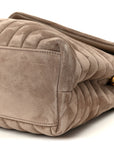 Suede Y Quilted Monogram Medium Loulou Chain Satchel Taupe