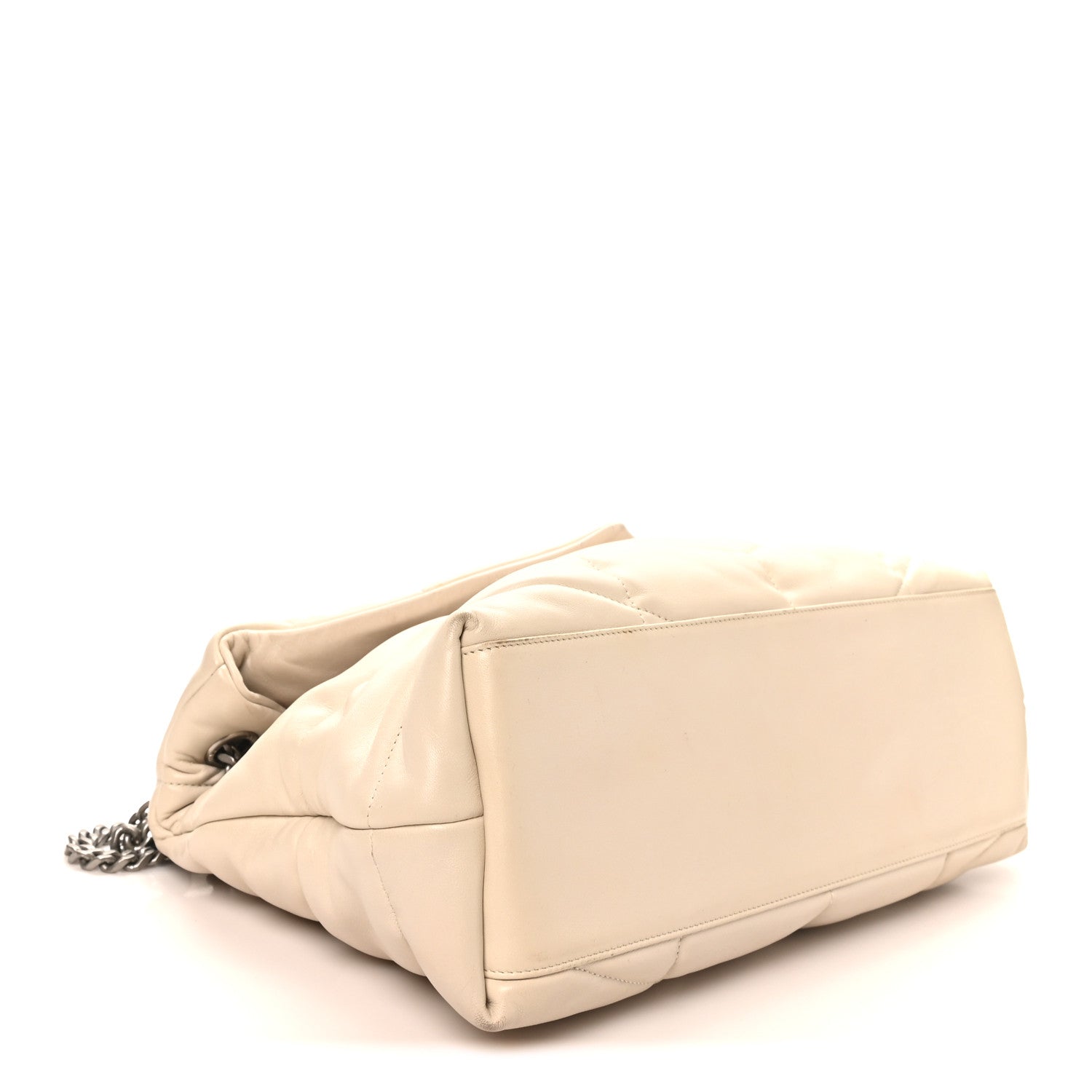 Lambskin Quilted Medium Loulou Puffer Monogram Chain Satchel Crema Soft