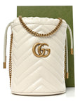 Calfskin Matelasse Mini GG Marmont 2.0 Bucket Bag White