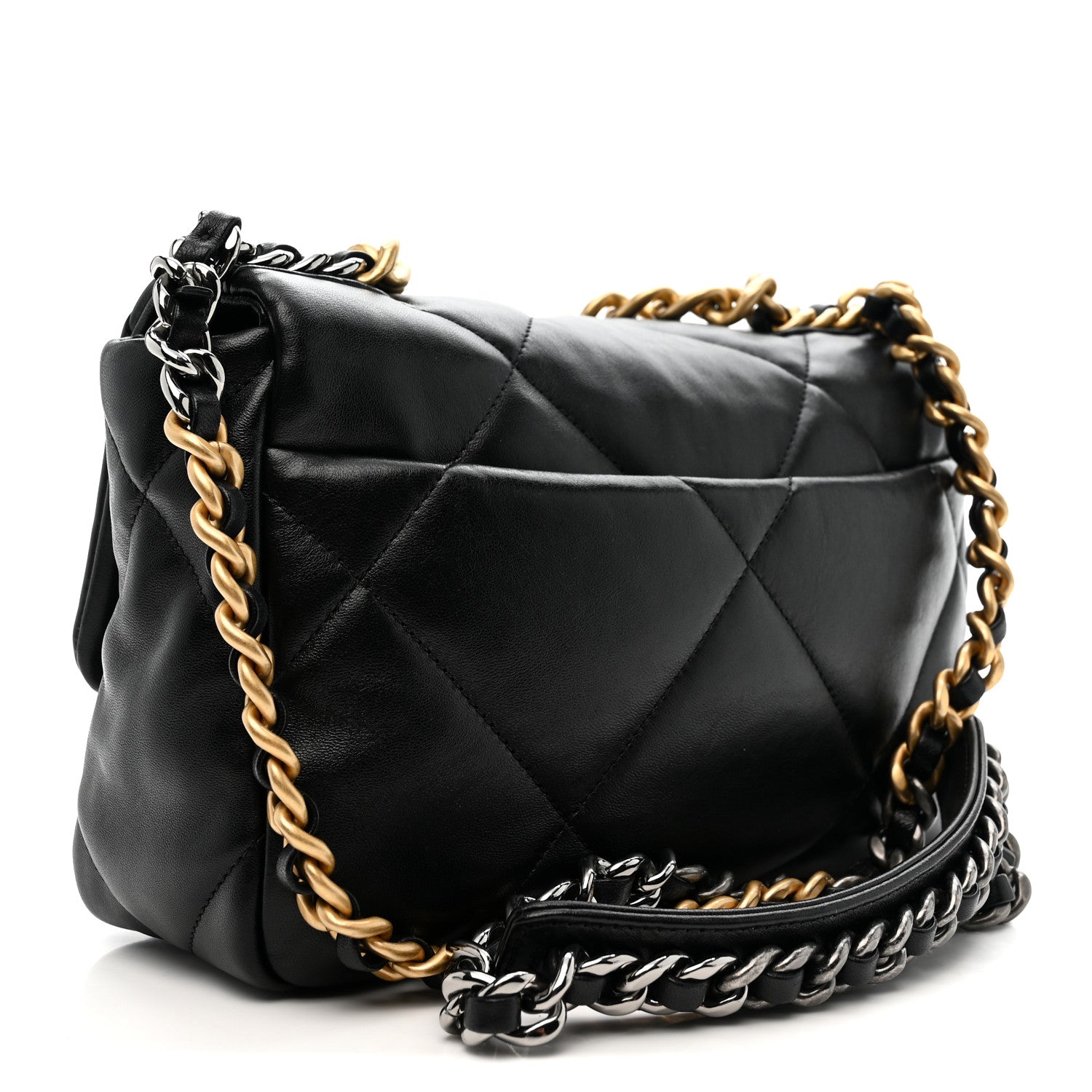 Lambskin Quilted Medium CHNL 19 Flap Black